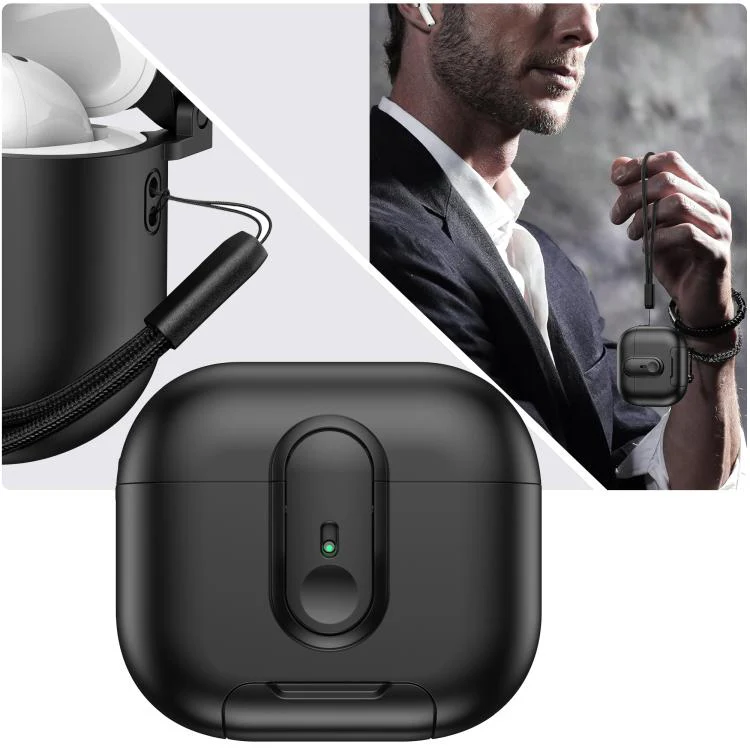 For AirPods 3 One-piece Holder Wireless Earphones Case with Lanyard(Army Green) - Image 7