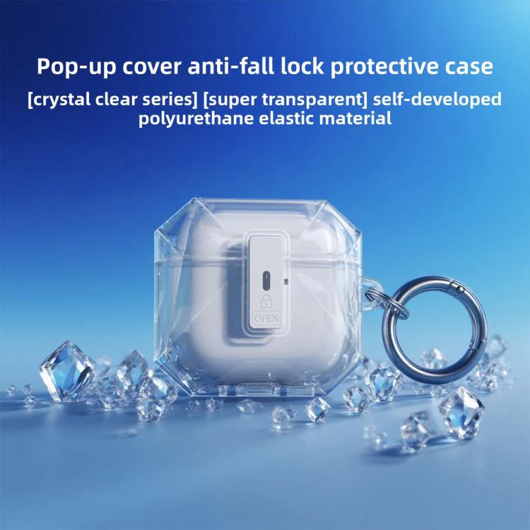 For Airpods 4 Automatic Flip-Top Magnetic Transparent Protective Cover(Transparent Black) - Image 4