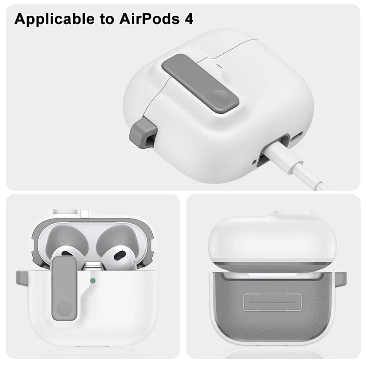 For AirPods 4 XDcase Armor Full-body Earphone Case with Hook & Security Lock(Black) - Image 4
