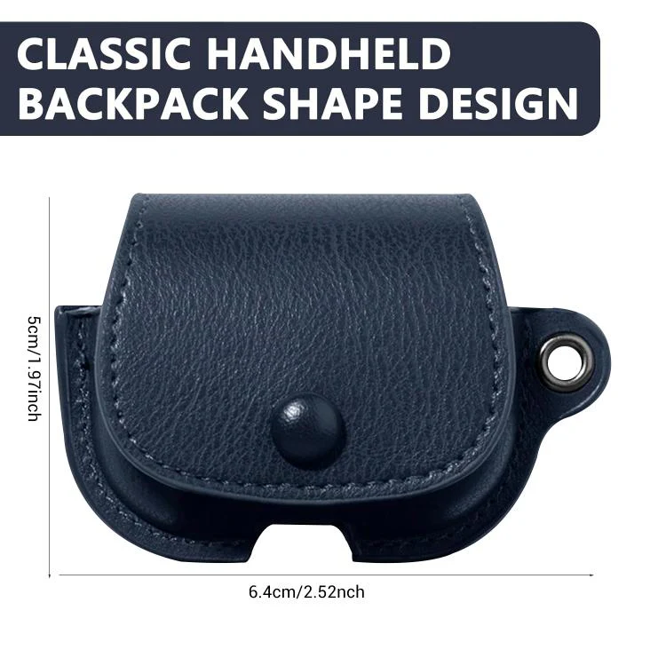 For AirPods 4 XDcase Backpack Style PU Leather Earphone Protective Case with Carabiner(Blue) - Image 2
