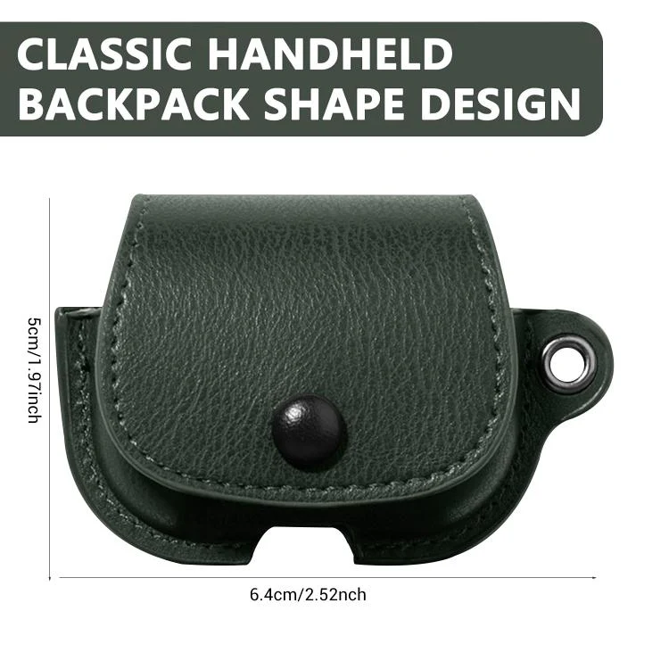 For AirPods 4 XDcase Backpack Style PU Leather Earphone Protective Case with Carabiner(Green) - Image 2