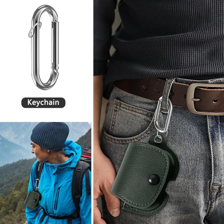 For AirPods 4 XDcase Backpack Style PU Leather Earphone Protective Case with Carabiner(Green) - Image 4