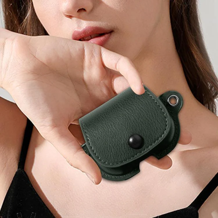 For AirPods 4 XDcase Backpack Style PU Leather Earphone Protective Case with Carabiner(Green) - Image 5