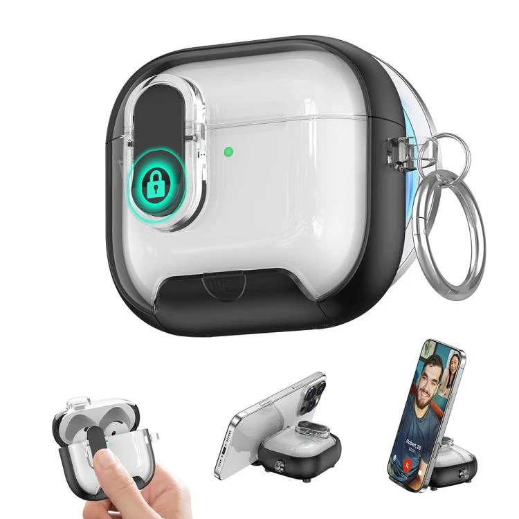 For AirPods 4 XDcase Starlink Series Magnetic Earphone Case with Holder & Security Lock(Black) - Image 2