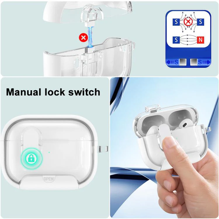 For AirPods 4 XDcase Starlink Series Magnetic Earphone Case with Holder & Security Lock(Grey) - Image 3