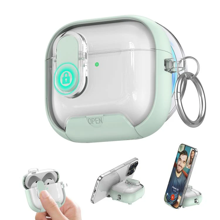 For AirPods 4 XDcase Starlink Series Magnetic Earphone Case with Holder & Security Lock(Mint Green) - Image 2