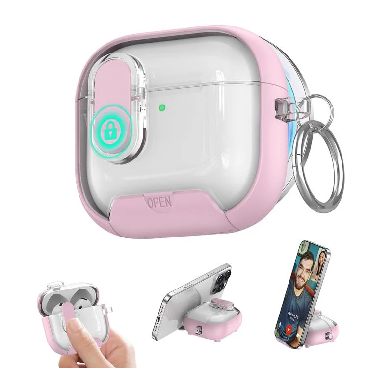 For AirPods 4 XDcase Starlink Series Magnetic Earphone Case with Holder & Security Lock(Pink) - Image 2