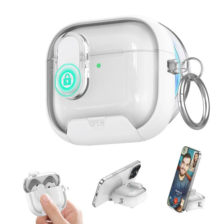 For AirPods 4 XDcase Starlink Series Magnetic Earphone Case with Holder & Security Lock(White) - Image 2