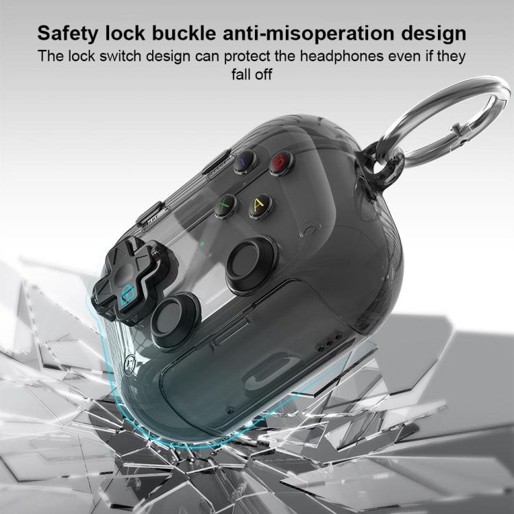 For AirPods 4 XDcase Transparent Retro Game Console Design Earbuds Case with Holder & Stress Relief Button(Transparent Orange) - Image 7