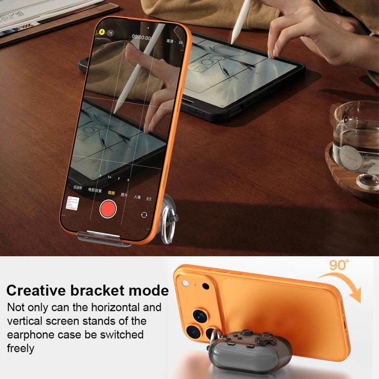 For AirPods 4 XDcase Transparent Retro Game Console Design Earbuds Case with Holder & Stress Relief Button(Transparent Orange) - Image 9