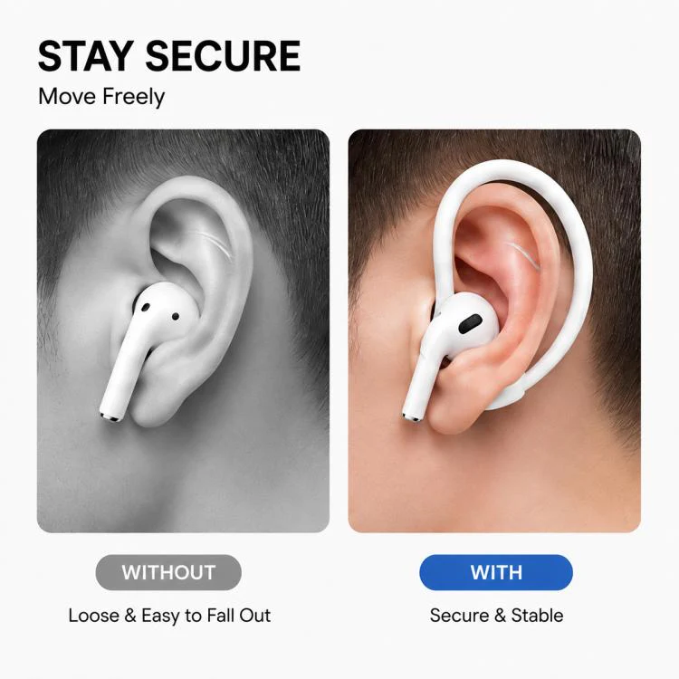 For AirPods / Galaxy Buds XDcase 3 Pairs Soft Rubber Anti-slip Sports Ear Hooks(Black) - Image 6