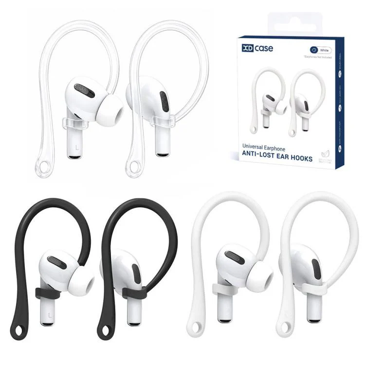 For AirPods / Galaxy Buds XDcase 3 Pairs Soft Rubber Anti-slip Sports Ear Hooks(Black White Transparent)