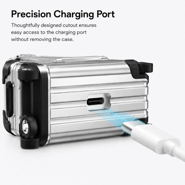 For AirPods Pro 2 / 1 XDcase Suitcase Design PC Hybrid TPU Earphone Case with Holder(Silver) - Image 6