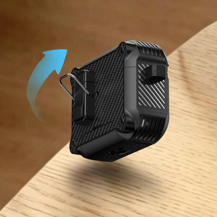 For AirPods Pro 2 Foldable Stand Eagle-Inspired Carbon Fiber Texture Earphone Protective Case(Black) - Image 5