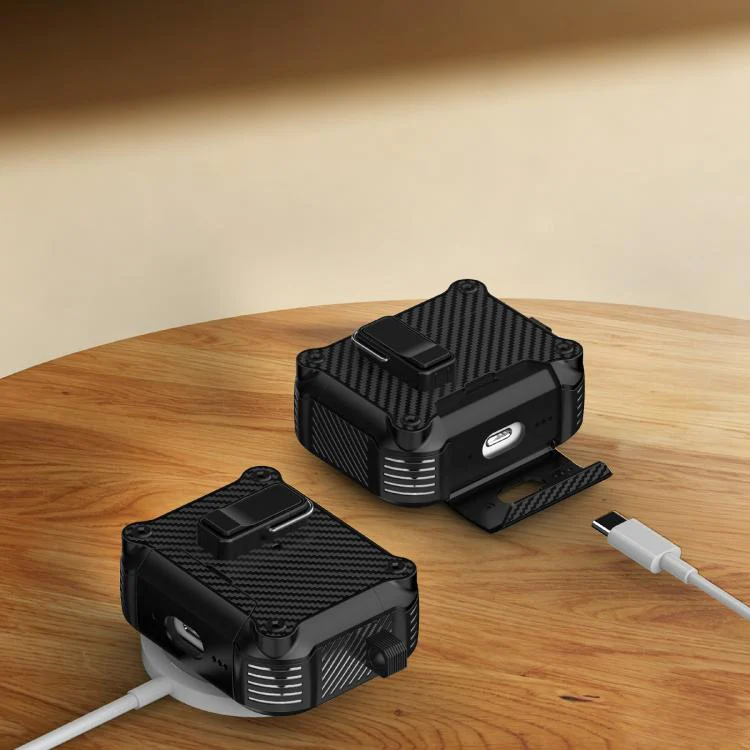For AirPods Pro 2 Foldable Stand Eagle-Inspired Carbon Fiber Texture Earphone Protective Case(Black) - Image 7