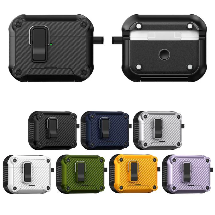 For AirPods Pro 2 Foldable Stand Eagle-Inspired Carbon Fiber Texture Earphone Protective Case(White) - Image 11