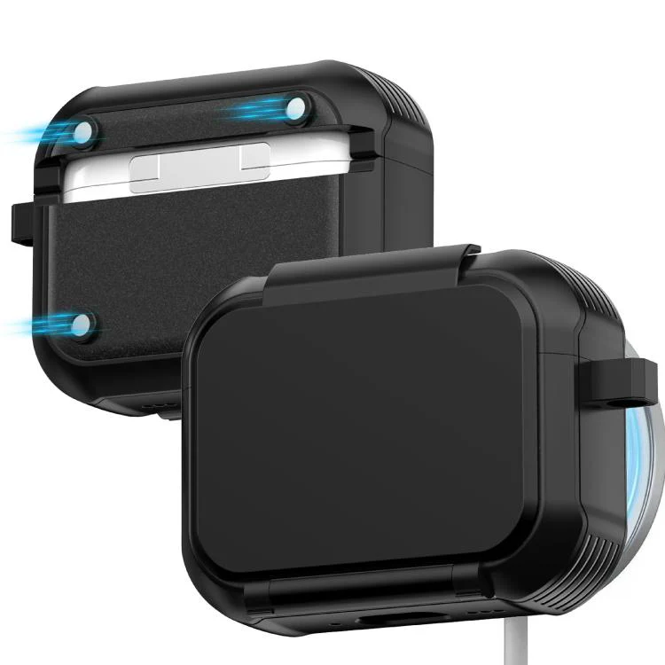 For AirPods Pro 2 Foldable Stand Shockproof Earphone Protective Case with Mirror(Blue) - Image 5