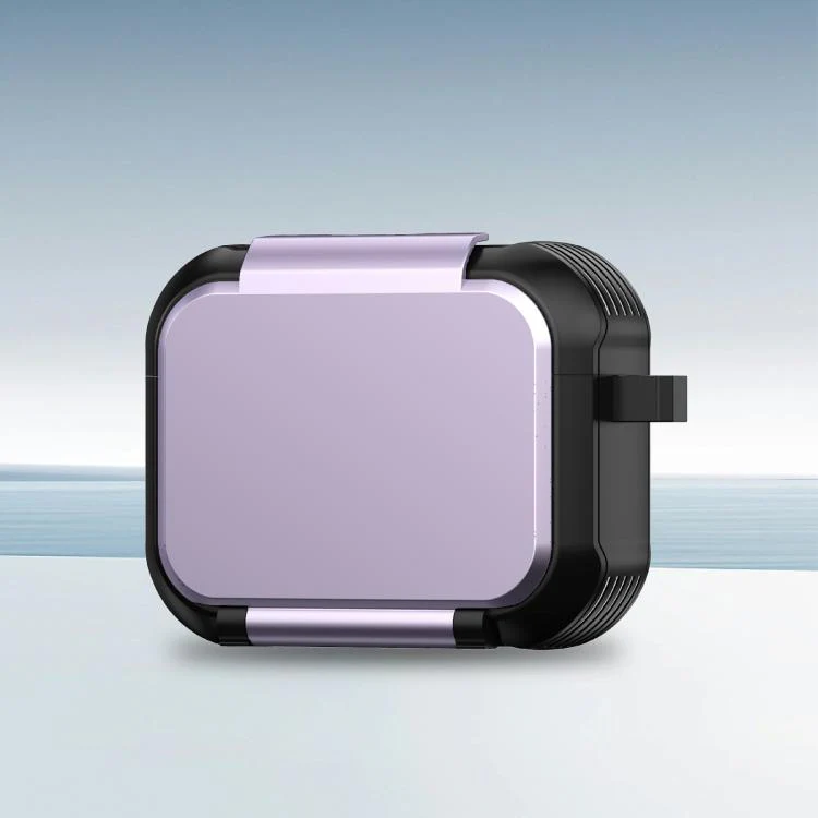 For AirPods Pro 2 Foldable Stand Shockproof Earphone Protective Case with Mirror(Purple)