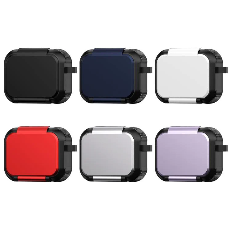 For AirPods Pro 2 Foldable Stand Shockproof Earphone Protective Case with Mirror(Purple) - Image 2