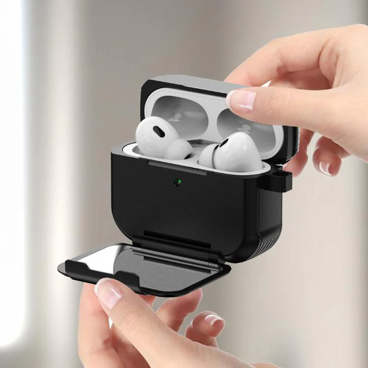 For AirPods Pro 2 Foldable Stand Shockproof Earphone Protective Case with Mirror(White) - Image 7