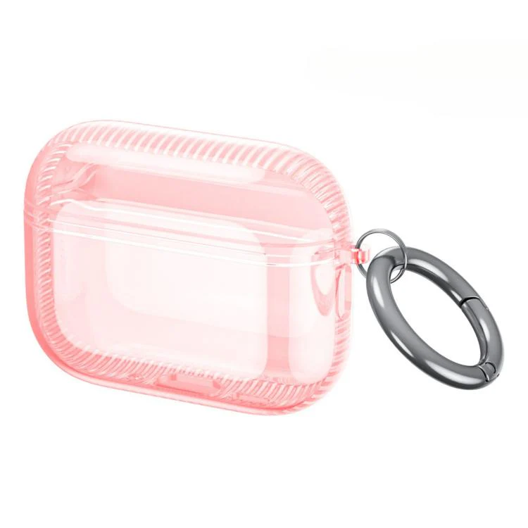 For Airpods Pro 2 Integrated Air-Cushioned Shockproof Full-Coverage Earphone Case(Translucent Pink)