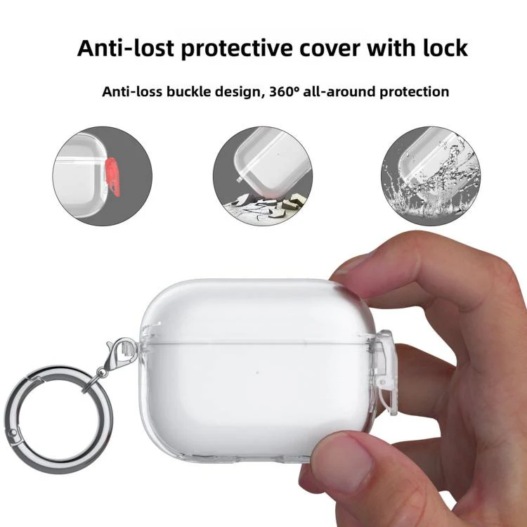 For Airpods Pro 2 Snap-on Shockproof Switch Soft Case Protective Cover(Transparent Blue) - Image 4