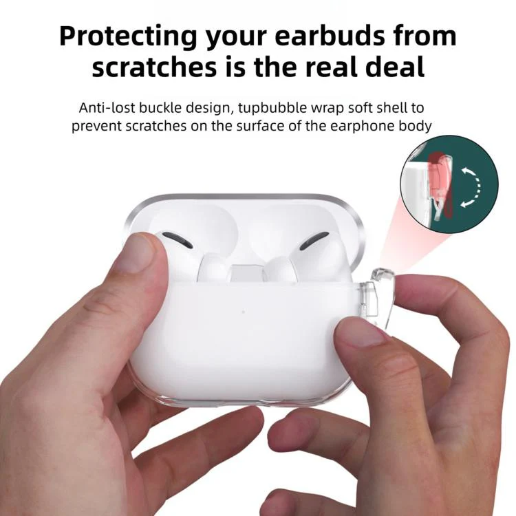 For Airpods Pro 2 Snap-on Shockproof Switch Soft Case Protective Cover(Transparent Pink) - Image 5
