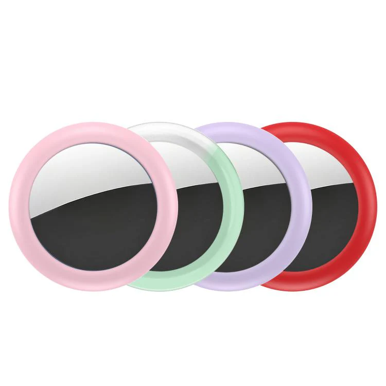 For AirTag 2nd Gen / 1st Gen XDcase 4pcs Silicone Waterproof Protective Case with Pin(Red Pink Purple Transparent)