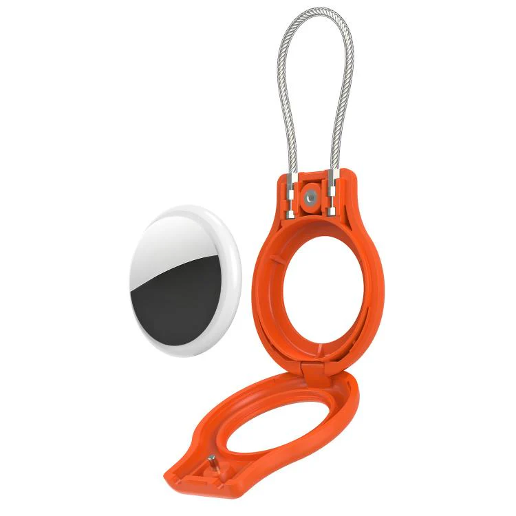 For AirTag 2nd Gen / 1st Gen XDcase Hollow PC Protective Case with Security Lock & Metal Strap(Orange) - Image 3