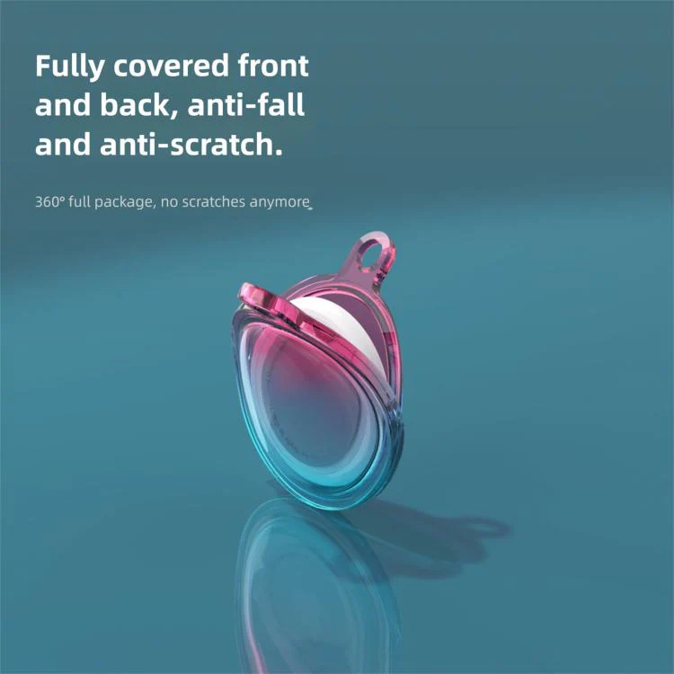 For AirTag 2nd Gen / AirTag 1st Gen Shockproof TPU Full-Coverage Keychain Protective Cover(Gradient Orange Green) - Image 4