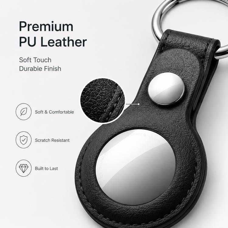 For AirTag 2nd Gen / AirTag 1st Gen XDcase Double-sided Hollow Vegan Leather Protective Case with Metal Ring(Red) - Image 4