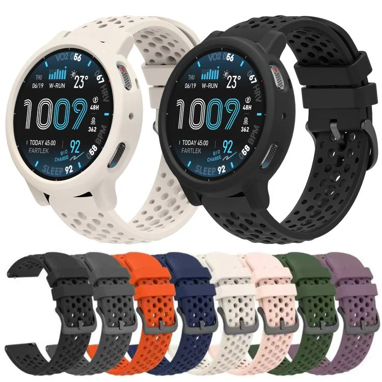 For Amazfit Active Max Silicone Soft Case and Solid Color Perforated Silicone Watch Band(Dark Grey) - Image 8