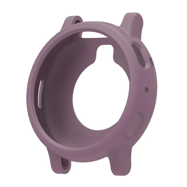 For Amazfit Active Max Silicone Soft Case and Solid Color Perforated Silicone Watch Band(Smoky Purple) - Image 6