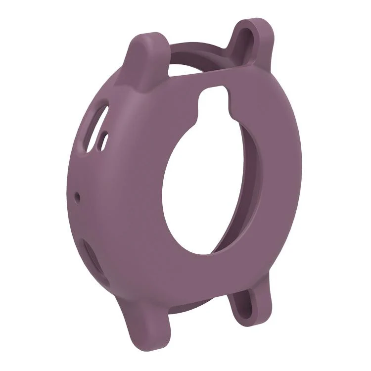For Amazfit Active Max Silicone Soft Case and Solid Color Perforated Silicone Watch Band(Smoky Purple) - Image 7