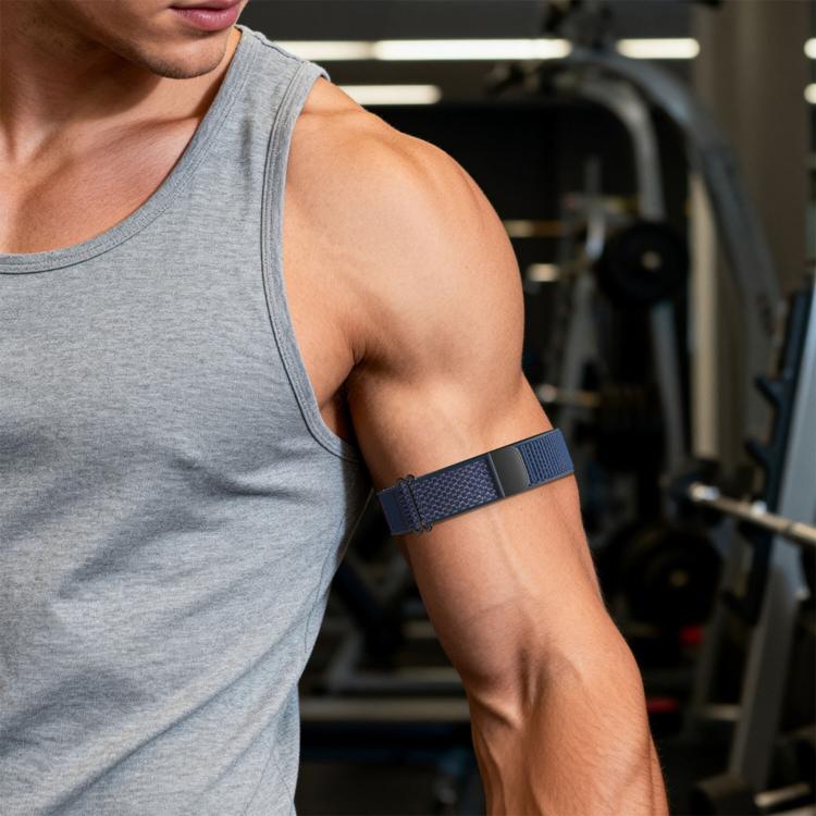 For Amazfit Helio Strap Nylon Hook and Loop Fastener Watch Band Armband(Dark Blue) - Image 3