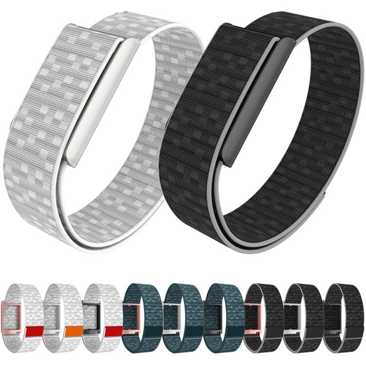 For Amazfit Helio Strap Watch Frame Integrated Nylon Hook and Loop Fastener Watch Band(Black+Rose Gold) - Image 5