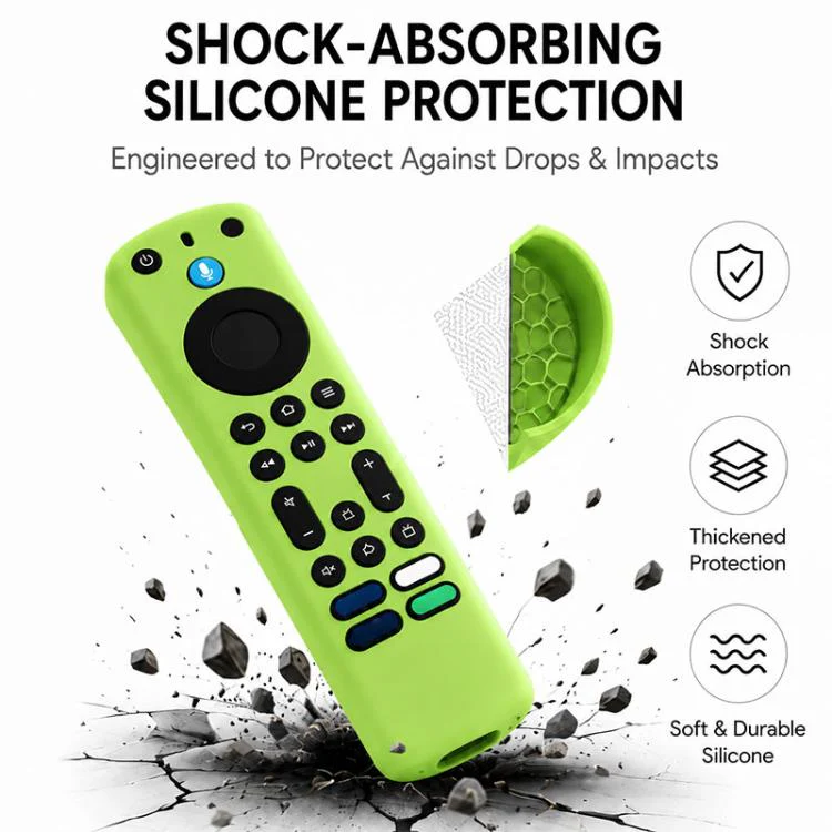 For Amazon Alexa Voice Remote 3rd Gen XDcase 4pcs Soft Silicone Protective Case with Mini Strap(Luminous 4-Color) - Image 5