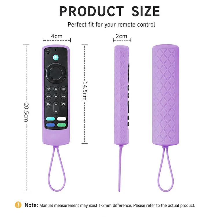 For Amazon Alexa Voice Remote Gen 3/2/1 XDcase 4pcs Thickened Soft Silicone Protective Case with Mini Strap(Luminous Purple) - Image 2