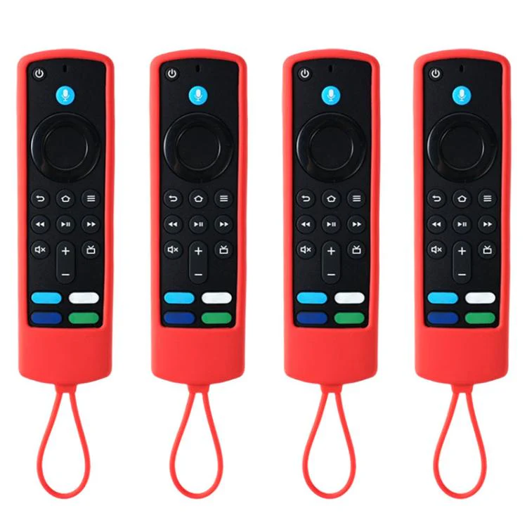 For Amazon Alexa Voice Remote Gen 3/2/1 XDcase 4pcs Thickened Soft Silicone Protective Case with Mini Strap(Red)