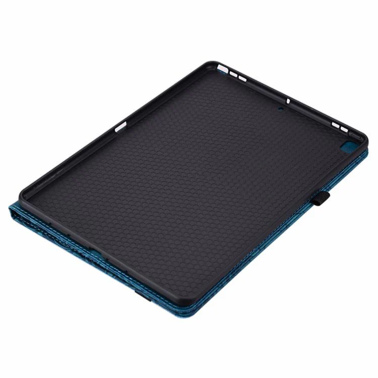 For Amazon Fire HD 10 Floral Embossed Pattern Vegan Leather Tablet Case(Dark Blue) - Image 10