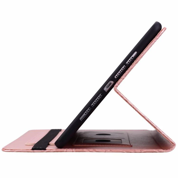 For Amazon Fire HD 10 Floral Embossed Pattern Vegan Leather Tablet Case(Rose Gold) - Image 4