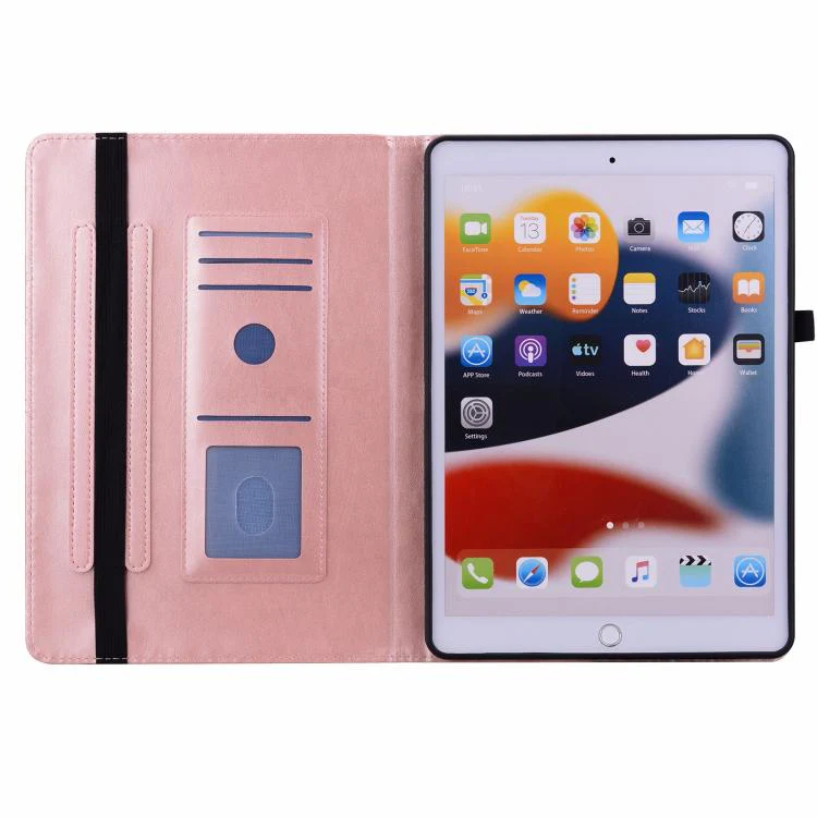 For Amazon Fire HD 10 Floral Embossed Pattern Vegan Leather Tablet Case(Rose Gold) - Image 5