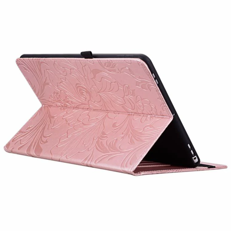 For Amazon Fire HD 10 Floral Embossed Pattern Vegan Leather Tablet Case(Rose Gold) - Image 7