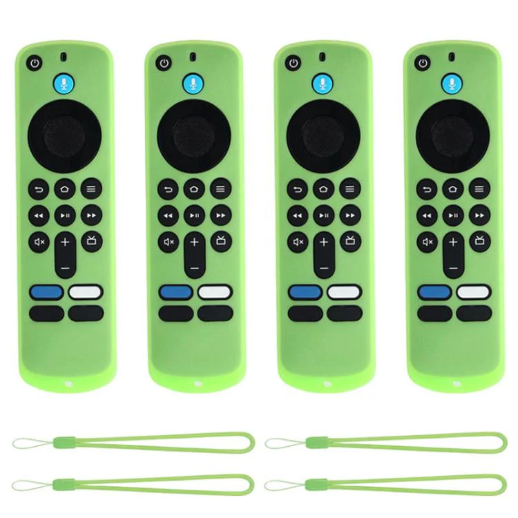 For Amazon Fire TV Stick 4K 2025 Remote XDcase 4pcs Soft Silicone Protective Case with Mini Strap(Luminous Green)