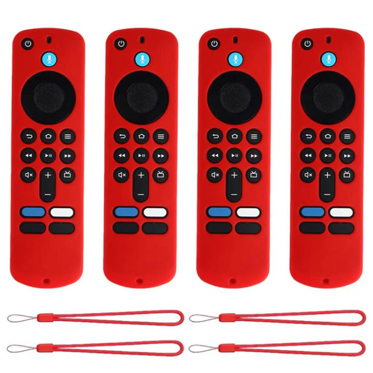 For Amazon Fire TV Stick 4K 2025 Remote XDcase 4pcs Soft Silicone Protective Case with Mini Strap(Red)