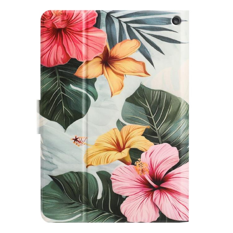 For Amazon Kindle Fire 7 2022 Litchi Texture Voltage Painted Vegan Leather Smart Tablet Case(Flowers Leaves) - Image 3