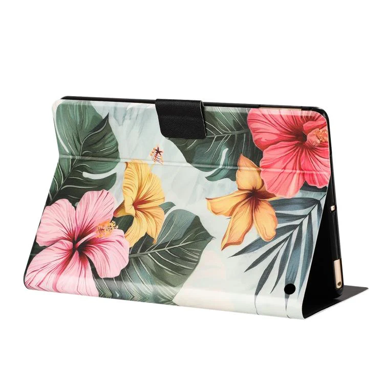 For Amazon Kindle Fire 7 2022 Litchi Texture Voltage Painted Vegan Leather Smart Tablet Case(Flowers Leaves) - Image 5