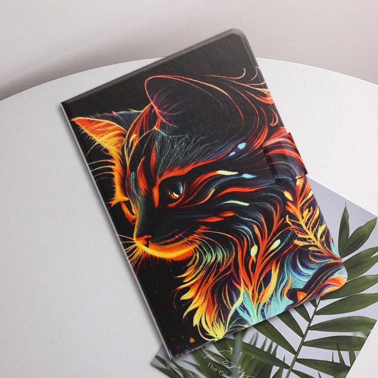 For Amazon Kindle Fire Max 11 2023 Litchi Texture Voltage Painted Vegan Leather Smart Tablet Case(Gold Cat) - Image 6