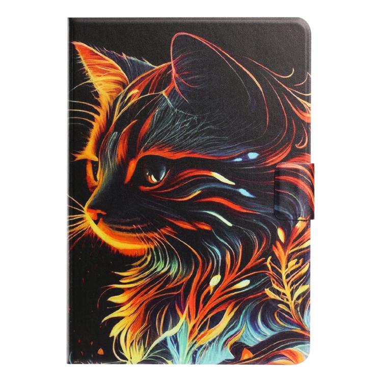 For Amazon Kindle Paperwhite 4 / 3 / 2 / 1 Litchi Texture Voltage Painted Vegan Leather Smart Tablet Case(Gold Cat) - Image 2