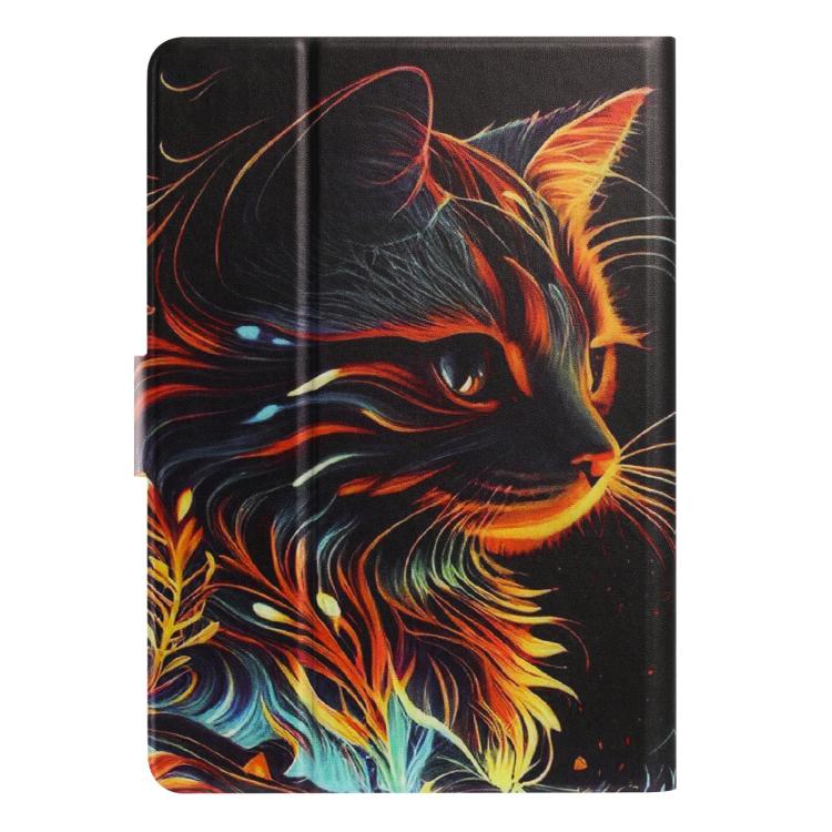 For Amazon Kindle Paperwhite 4 / 3 / 2 / 1 Litchi Texture Voltage Painted Vegan Leather Smart Tablet Case(Gold Cat) - Image 3